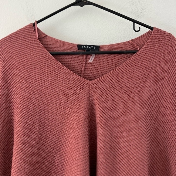 1. State Bubble Balloon Sleeve Ribbed V-Neck Terra Earth Sweater XL - Picture 4 of 16